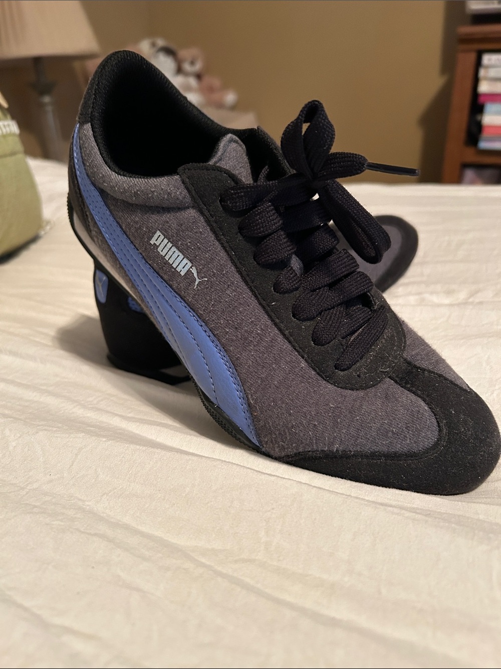 Puma Black & Light Blue Low-Top Sneakers